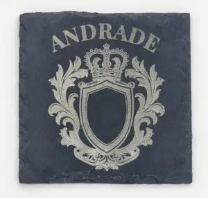 Personalized Slate Coaster with Custom Name – Laser-Engraved Natural Stone, Optional Holder (4-Pack)